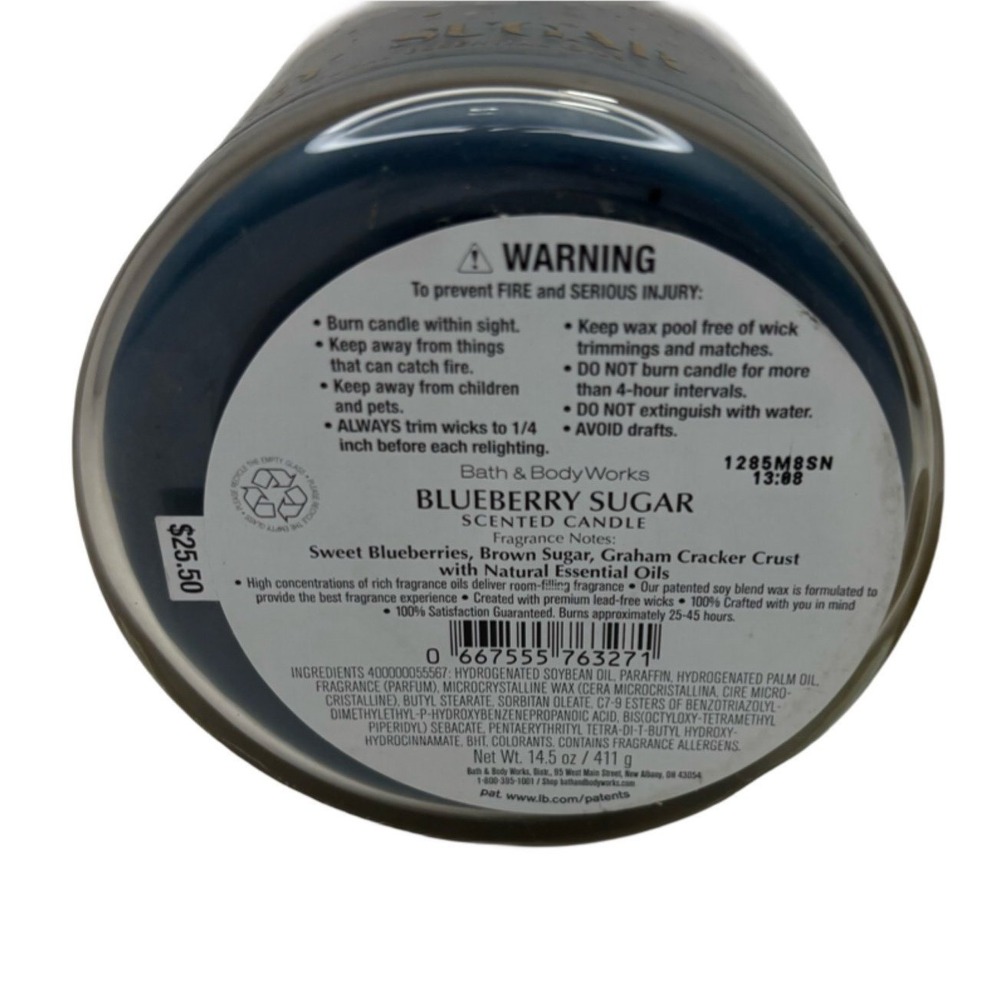 Bath & Body Works Blueberry Sugar 3-Wick Candle 14.5oz Rare Lid Flaw - Picture 5 of 5